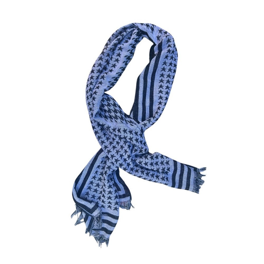 🧣 Blue‎ & Navy Houndstooth Woven Scarf — Unbranded